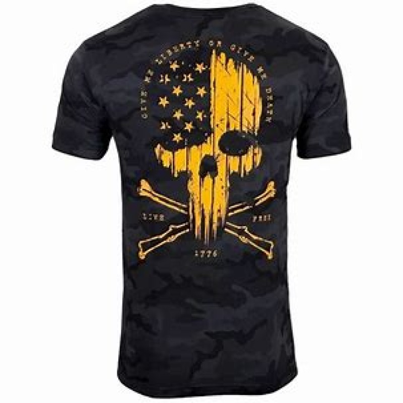 Howitzer Style Men's T-Shirt LIBERTY OR DEATH Black Camo Military Grunt