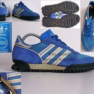 Vintage ADIDAS Marathon TR Trainer Classic Blue West Germany Sz:- UK 5,5 | US 6