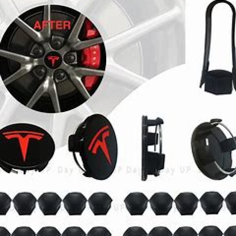 Tesla Cybertruck Lug Nut Covers & Center Caps (24 Lugs + 4 Caps ) - Glossy Black