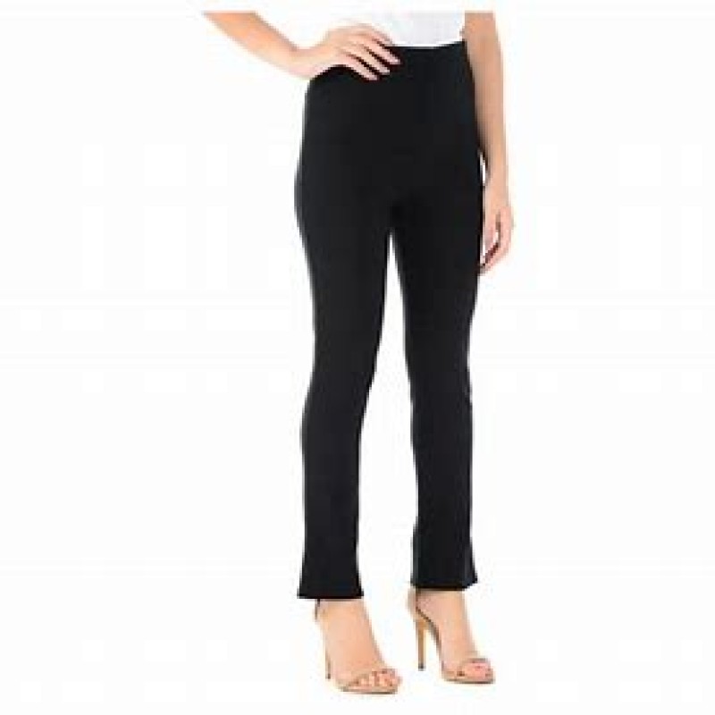 2 PACK LADIES BOOTLEG TROUSERS WOMENS BOOTCUT STRETCH FINELY RIBBED WORK BOTTOMS