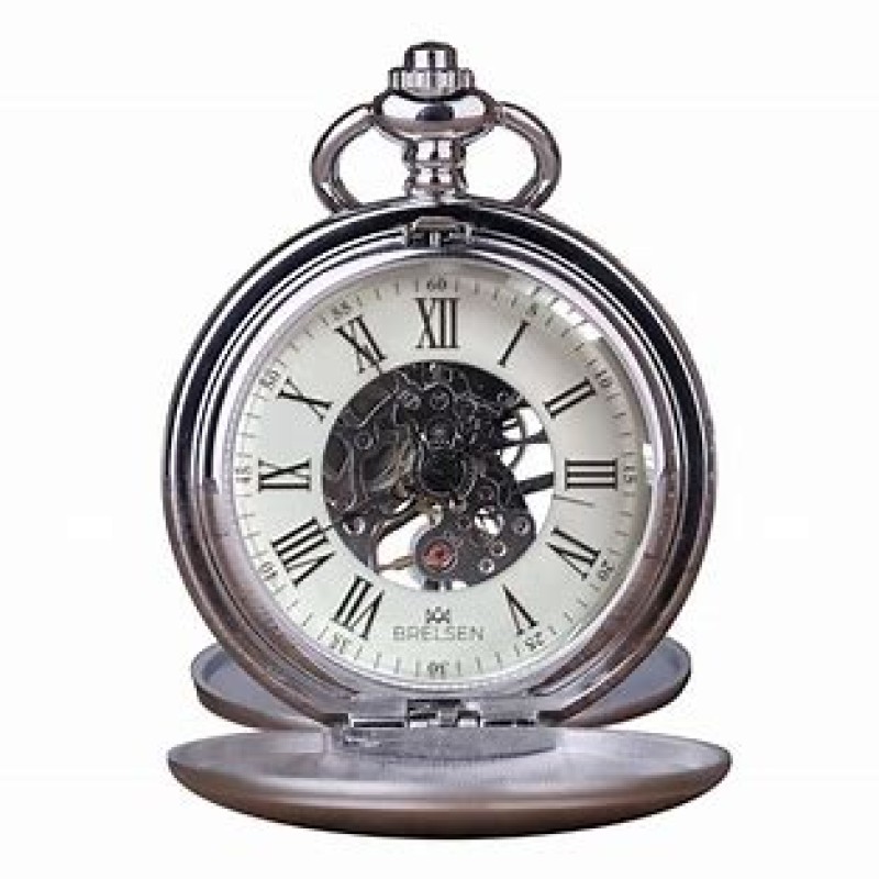 Brelsen Royal Silver Double Hunter Mechanical Pocket Watch