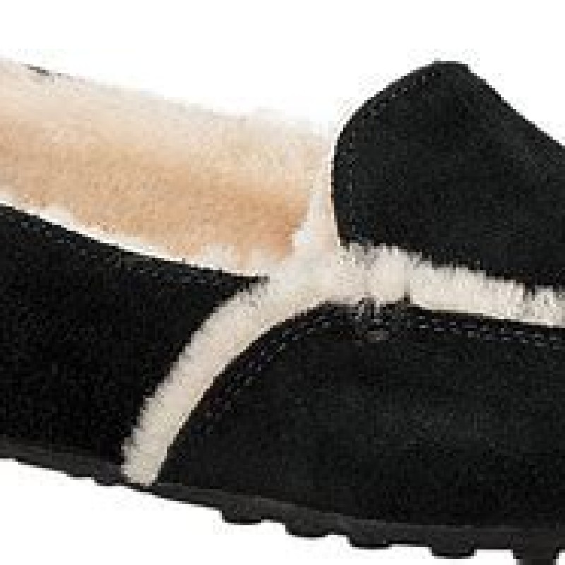 UGG Hailey Black/White Suede Moccasin Slippers UGG406 Womens Size 11 US (051606)