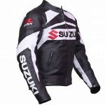 Suzuki GSXR Black Motorbike Motorcycle Leather Racing Jacket Biker Riding Jacket