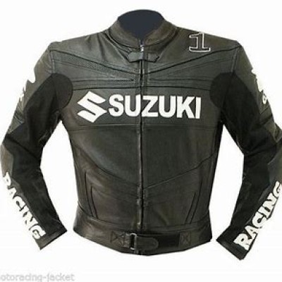 Suzuki GSXR Black Motorbike Motorcycle Leather Racing Jacket Biker Riding Jacket