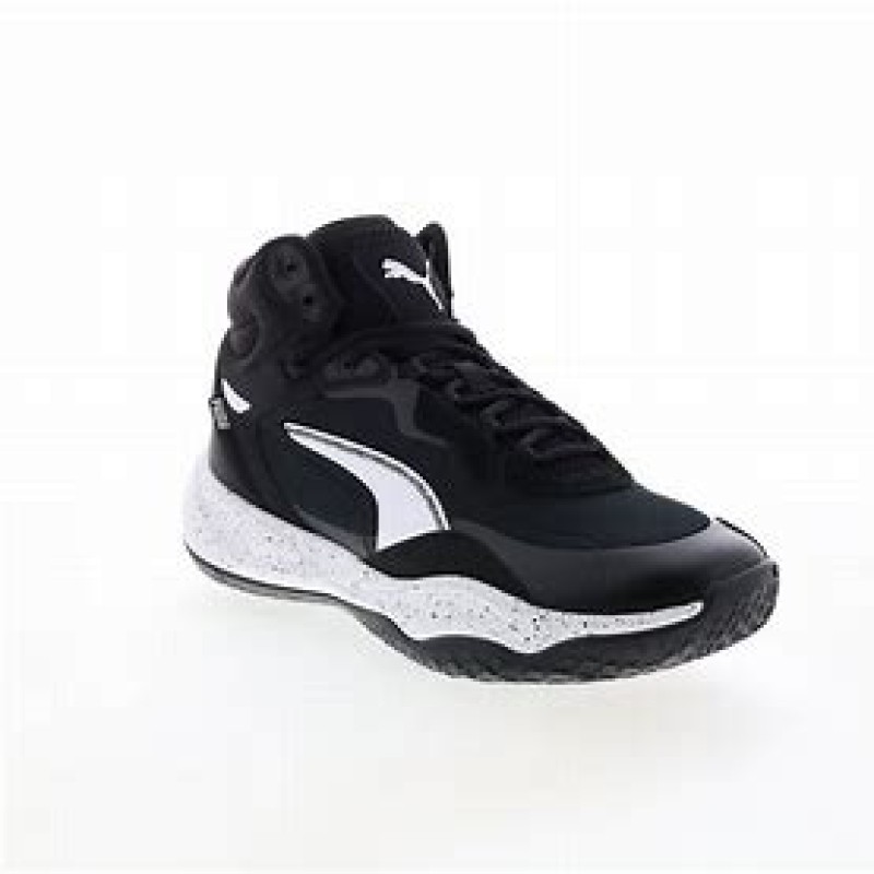 Puma Playmaker Pro Mid Splatter Mens Black Athletic Basketball Shoes