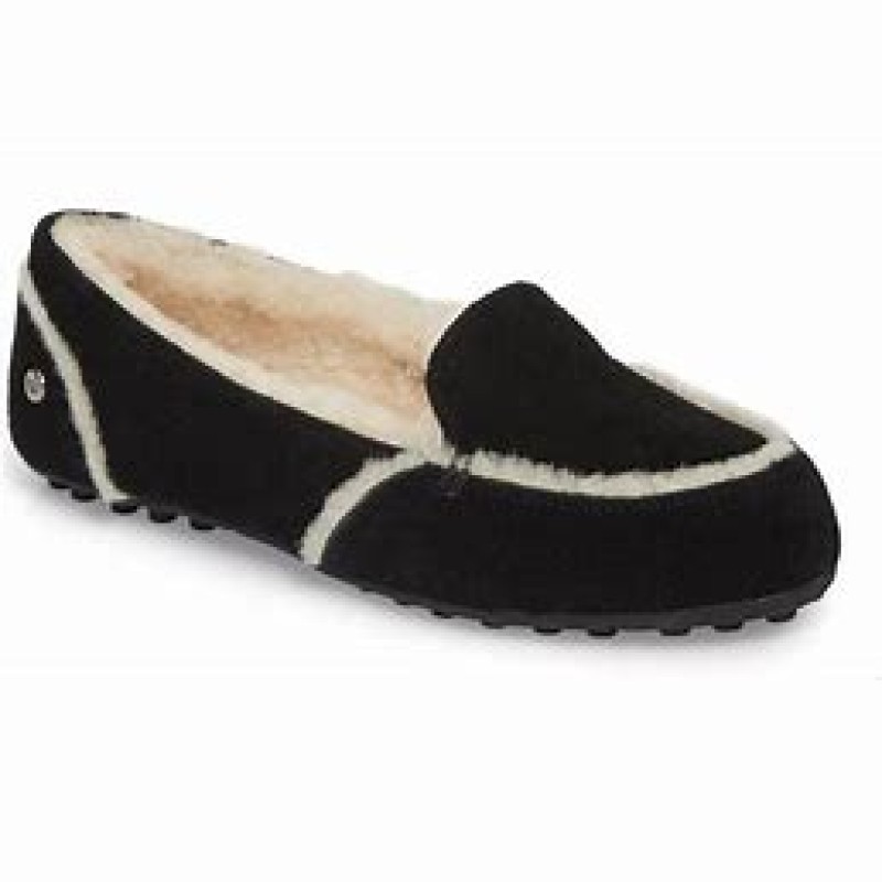 UGG Hailey Black/White Suede Moccasin Slippers UGG406 Womens Size 11 US (051606)