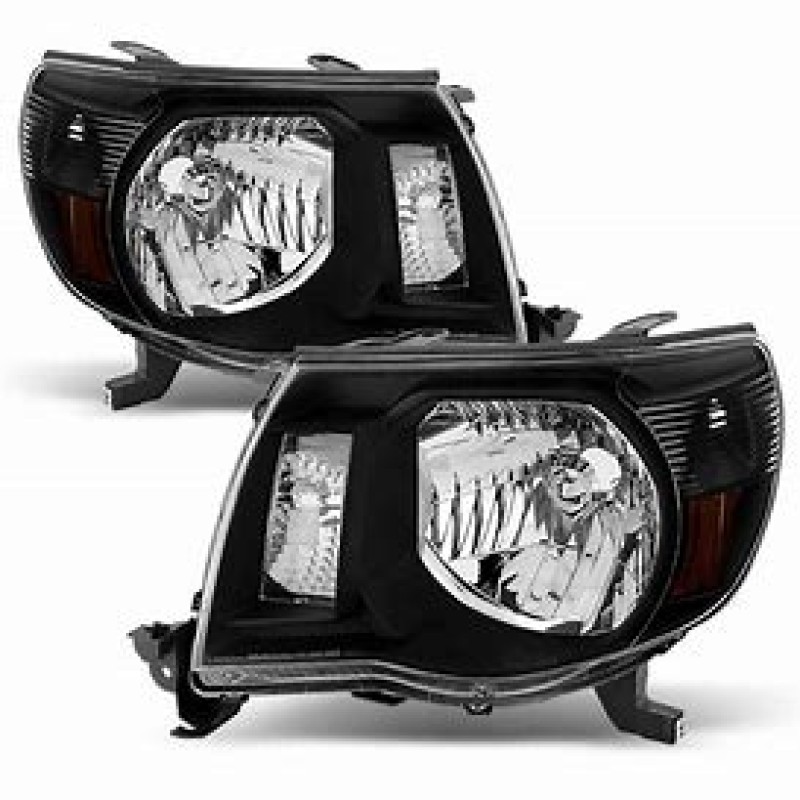 Fit For 2005-2011 Toyota Tacoma Black Headlights Headlamps Driver & Passenger