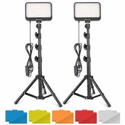 2 Pack / LED Video Light Kit, Dimmable Portable Photography Lighting w Tripods